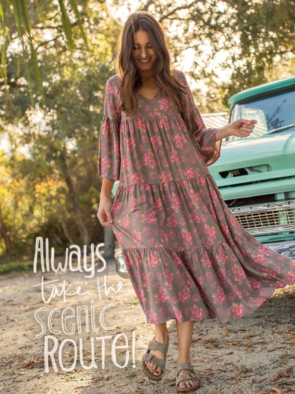 Natural Life Midi Boho Floral Tiered Dress Size XS/S